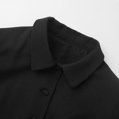 TGC “Fall Edit” Black Office Skirt Set | Minimalist Long Sleeve Collared Top & High-Rise Skirt