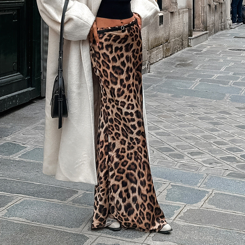 TGC FASHION 2024 Fashion Fall Outfits, Satin Maxi Leopard Skirt