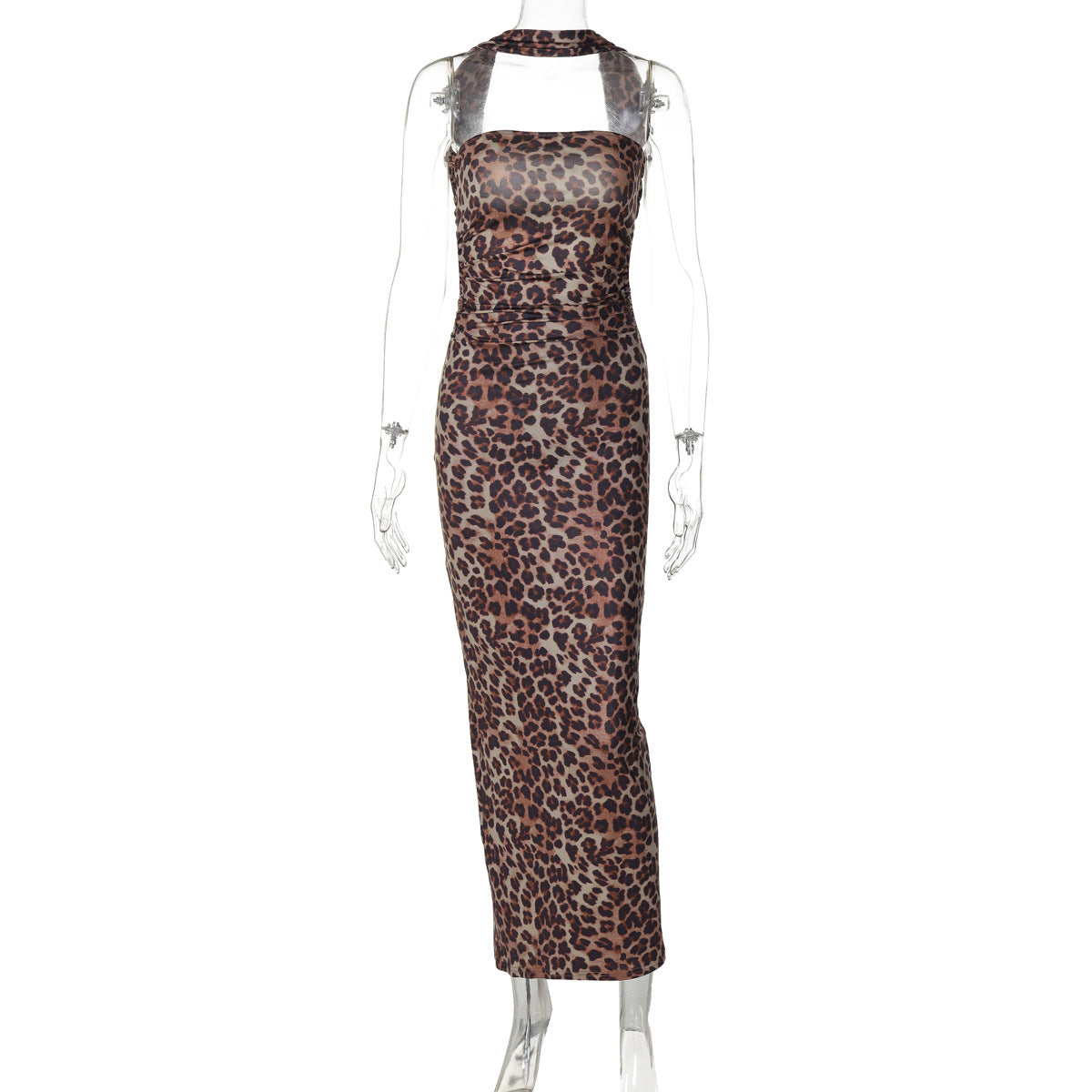 TGC FASHION 2024 Fashion Trends Vacation Dress, Brown Leopard Maxi Dress