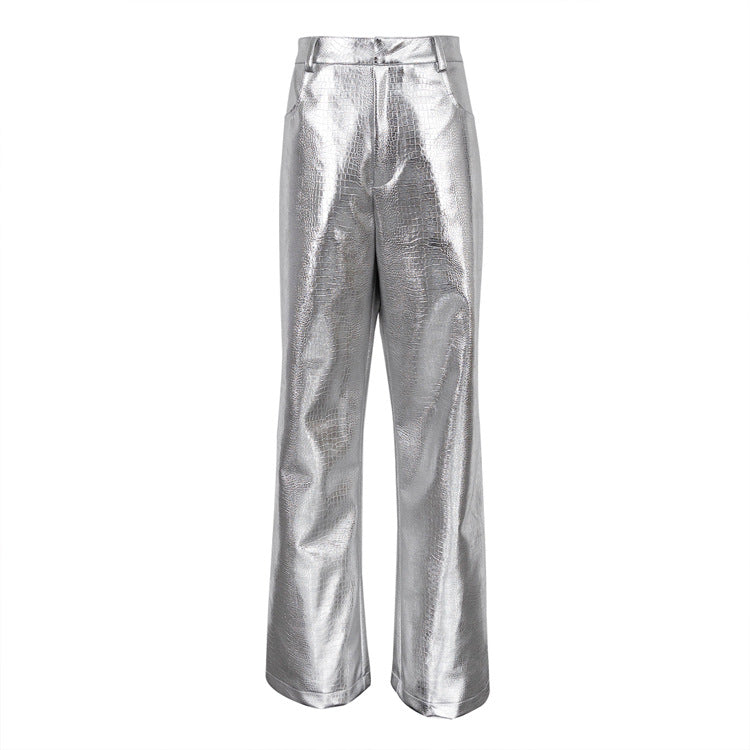 Silver Pants 2023 Trends | Metallic Silver Chrome Pants