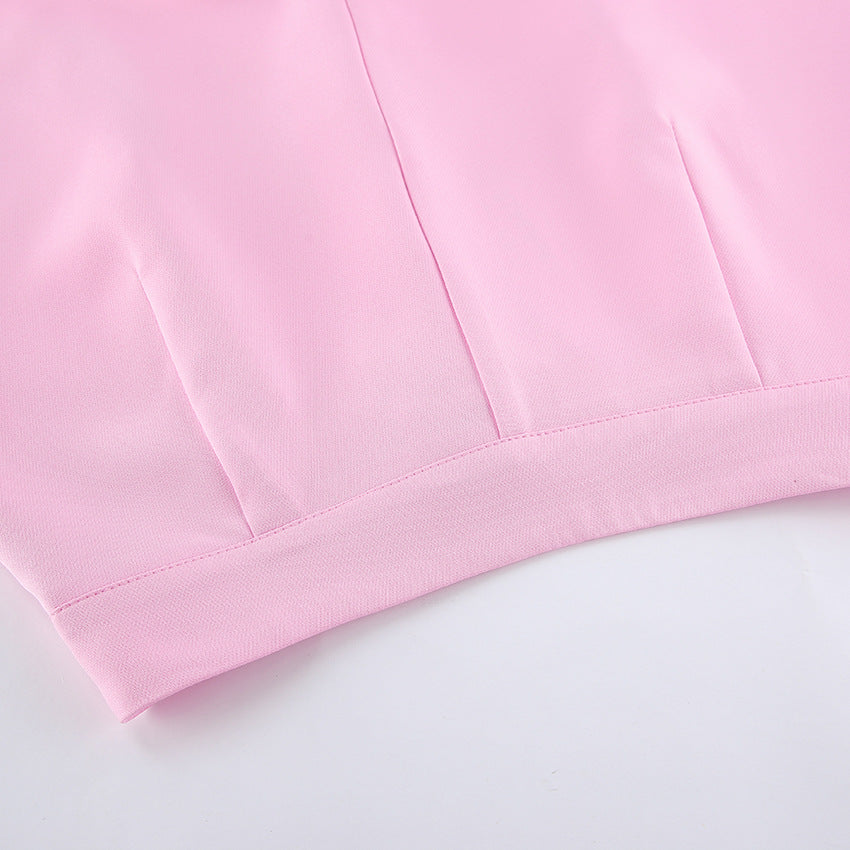 TGC “Blush Balance” Summer Set | Pink Sleeveless Collared Waistcoat & Wide Leg Pants | Casual Office Chic