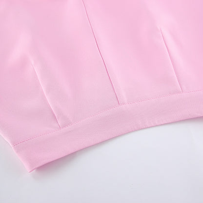 TGC “Blush Balance” Summer Set | Pink Sleeveless Collared Waistcoat & Wide Leg Pants | Casual Office Chic