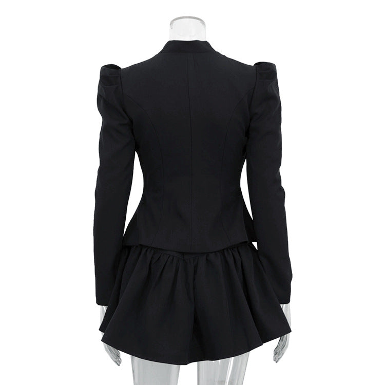 TGC “Noir Grace” Bow-Tie Set | Elegant Two-Piece Skirt & Blouse Ensemble