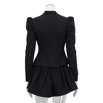 TGC “Noir Grace” Bow-Tie Set | Elegant Two-Piece Skirt & Blouse Ensemble