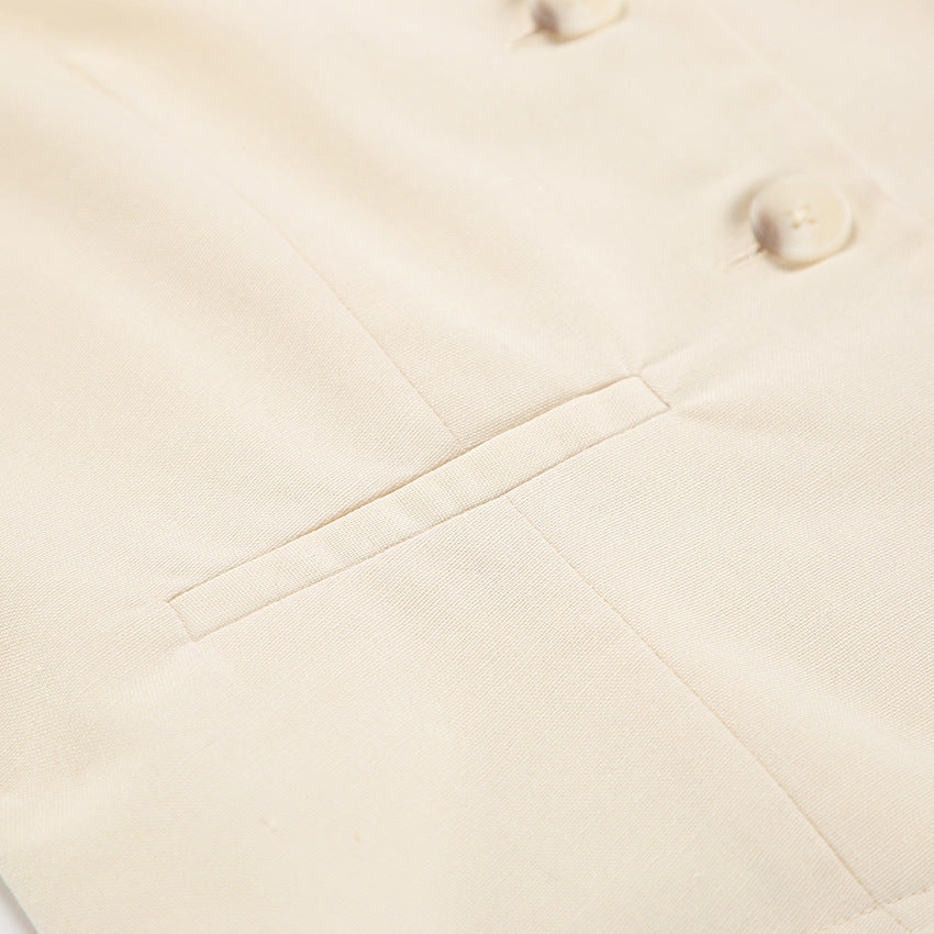 Summer Outfits 2024 | Beige Aesthetic Cotton Vest Shorts Outfit 2-piece Set