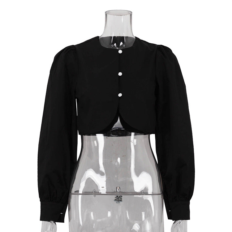 [TGC “Pure Lines” Cotton Cardigan | Minimalist Round Neck Long Sleeve All-Match Top]