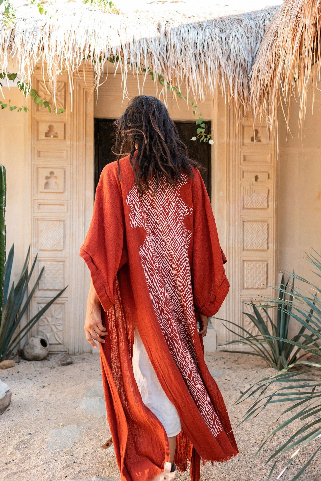 Spring Outfits 2024 | Boho Beach Cotton Linen Kimono Robe