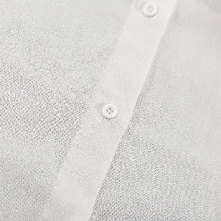 [Double Grace Skirt Set] | Elegant Collared Long Sleeve Top & Double Layer Lace-Up A-Line Skirt – Cotton Two Piece by TGC