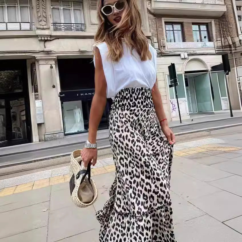 TGC FASHION 2024 Fashion Fall Outfits, High Waist Maxi Leopard Skirt