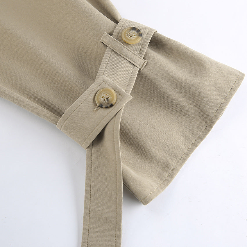 TGC “Autumn Edit” Khaki Trench Coat | Double-Breasted Short Casual Cropped Jacket