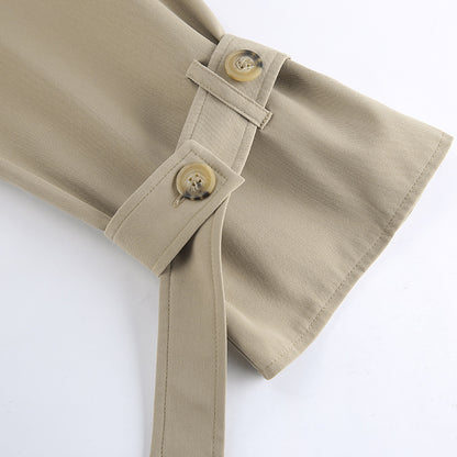 TGC “Autumn Edit” Khaki Trench Coat | Double-Breasted Short Casual Cropped Jacket