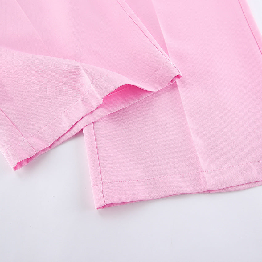 TGC “Blush Balance” Summer Set | Pink Sleeveless Collared Waistcoat & Wide Leg Pants | Casual Office Chic