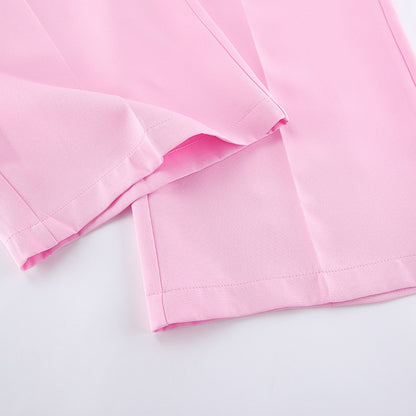 TGC “Blush Balance” Summer Set | Pink Sleeveless Collared Waistcoat & Wide Leg Pants | Casual Office Chic