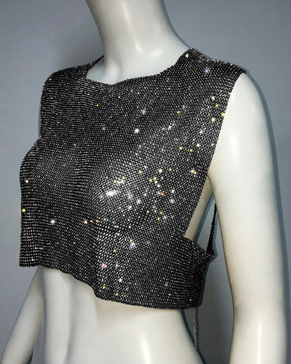 Summer Outfits 2024 | Y2K Glitter Rhinestones Backless Crop Top