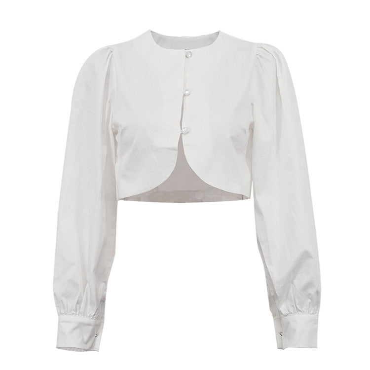 [TGC “Pure Lines” Cotton Cardigan | Minimalist Round Neck Long Sleeve All-Match Top]