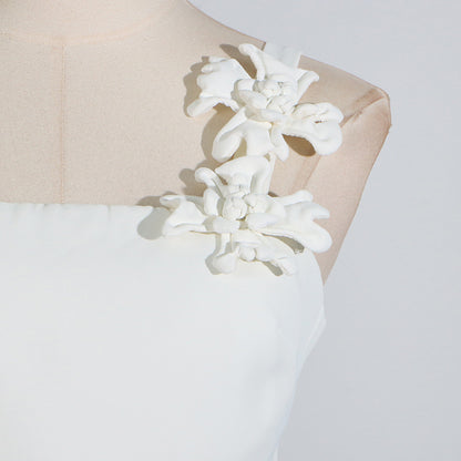 [Fleur Élevée Set] | Sexy 3D Floral Strap Crop Top & High Waist Midi Skirt – Elegant Summer Two-Piece by TGC