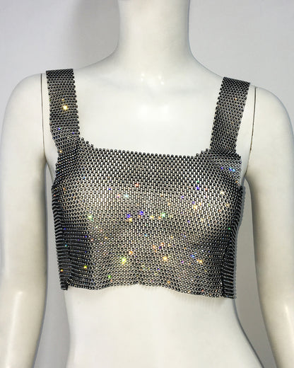 Summer Outfits 2024 | Y2K Glitter Rhinestones Vest Crop Top