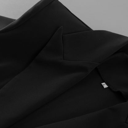 TGC “Noir Grace” V-Neck Lace Blazer | Black Single-Breasted Office Elegance