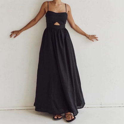 TGC Fashion Fall Outfits 2024, Cotton Maxi Black Dress