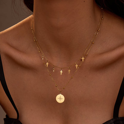 TGC Crosses | Heavenly Alignment Double-Layer Cross & Star Necklace