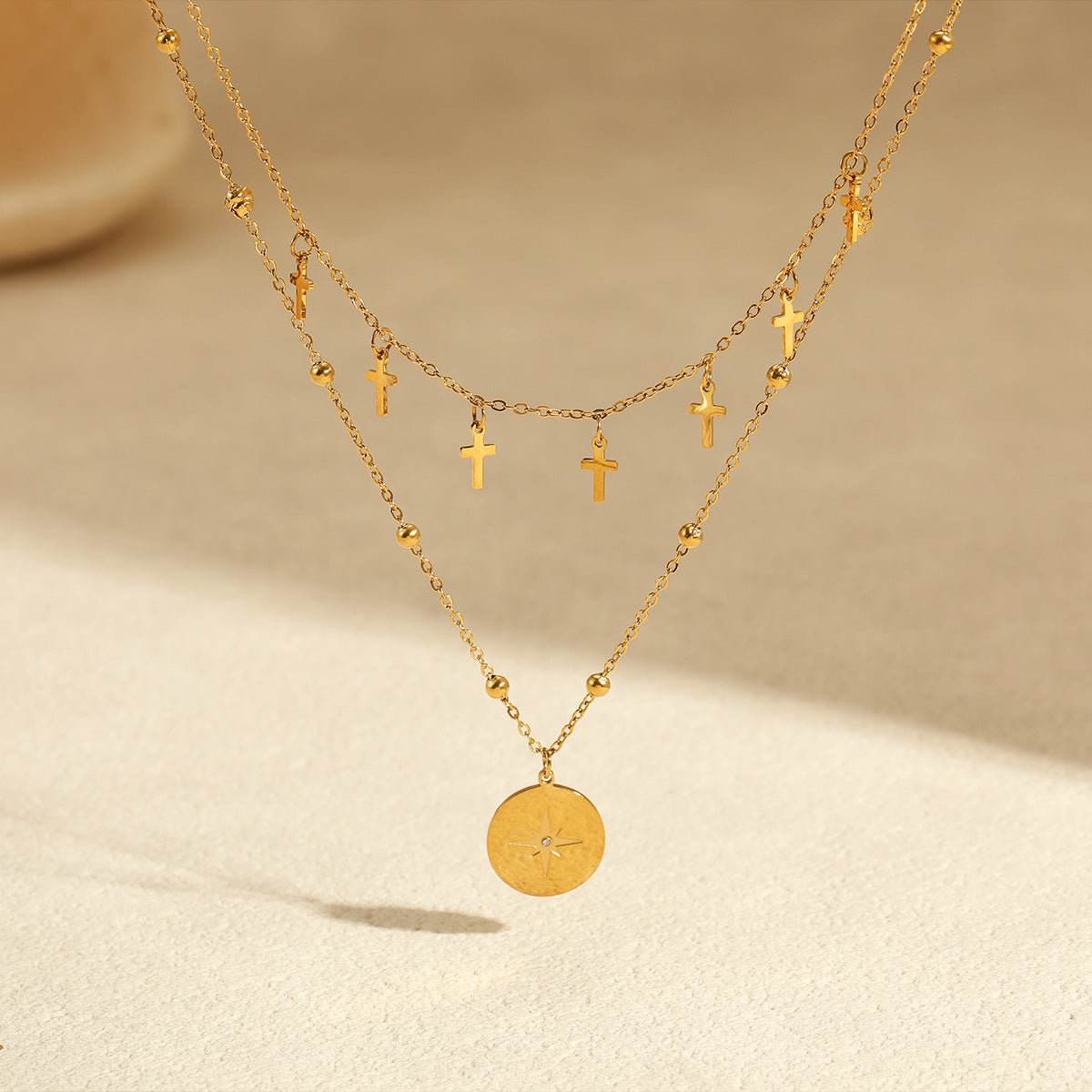 TGC Crosses | Heavenly Alignment Double-Layer Cross & Star Necklace
