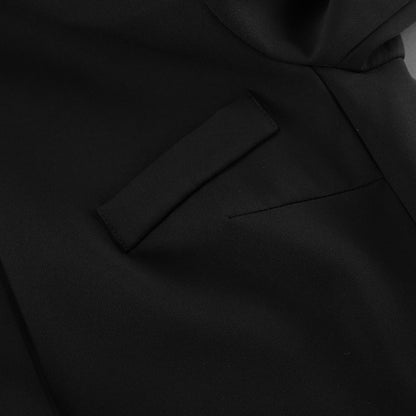 TGC “Noir Grace” V-Neck Lace Blazer | Black Single-Breasted Office Elegance