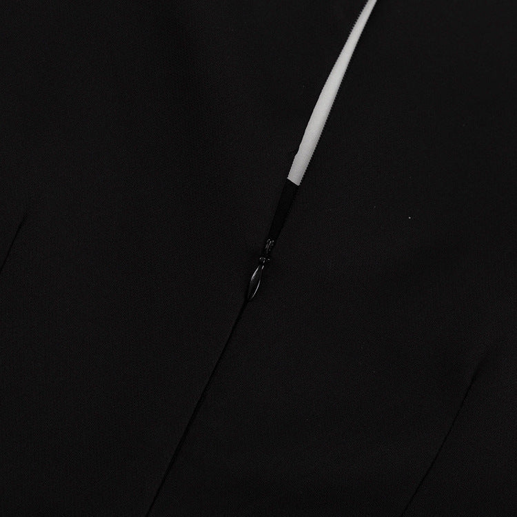 TGC “Noir Contour” Set | Square-Neck Cardigan & Midi Skirt