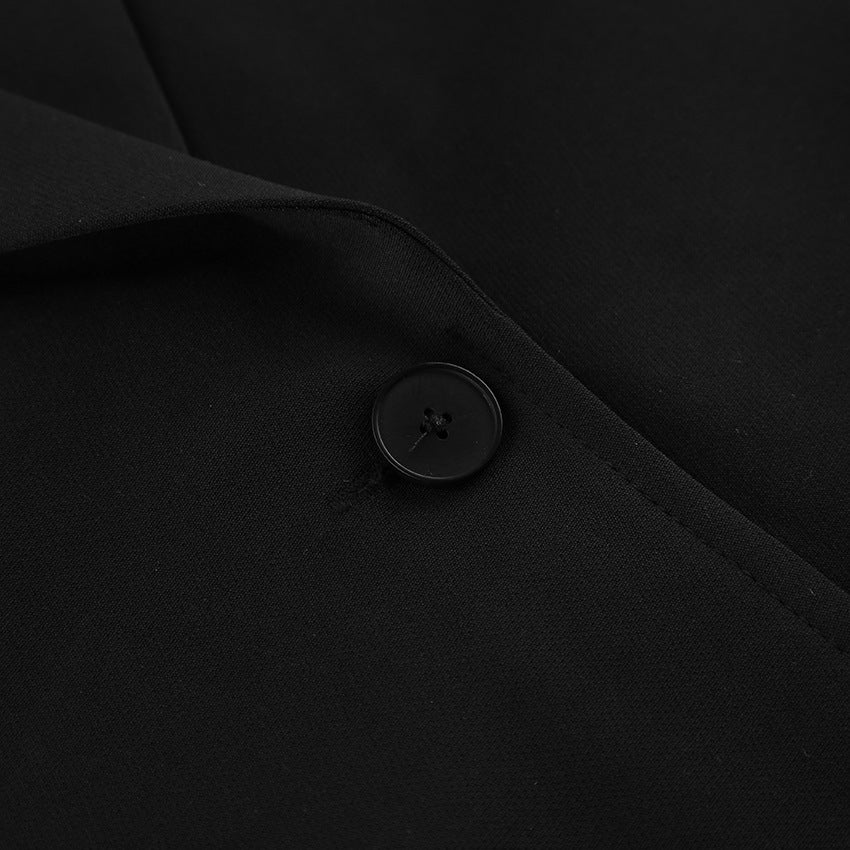 TGC “Noir Grace” V-Neck Lace Blazer | Black Single-Breasted Office Elegance