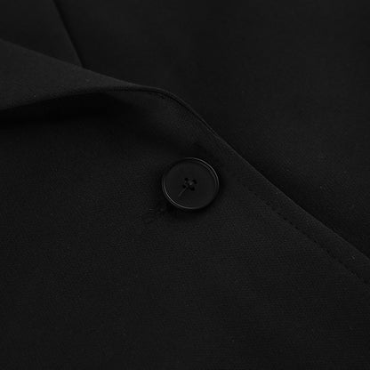 TGC “Noir Grace” V-Neck Lace Blazer | Black Single-Breasted Office Elegance