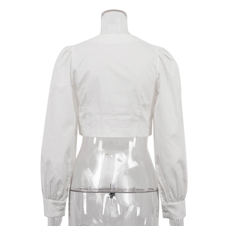 [TGC “Pure Lines” Cotton Cardigan | Minimalist Round Neck Long Sleeve All-Match Top]