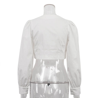 [TGC “Pure Lines” Cotton Cardigan | Minimalist Round Neck Long Sleeve All-Match Top]