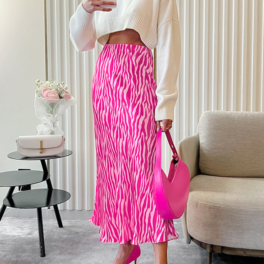 Zebra print satin on sale skirt