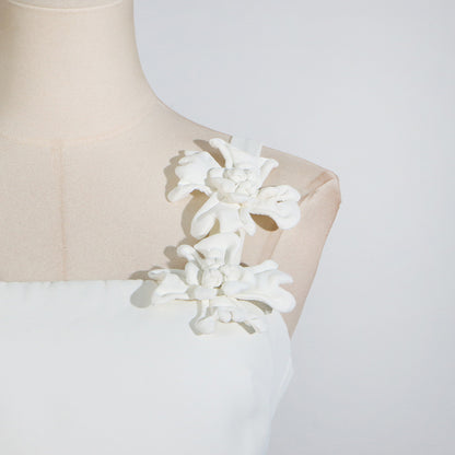 [Fleur Élevée Set] | Sexy 3D Floral Strap Crop Top & High Waist Midi Skirt – Elegant Summer Two-Piece by TGC