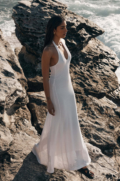 Elegant Dresses 2024 | Beach Halter Maxi Sundress