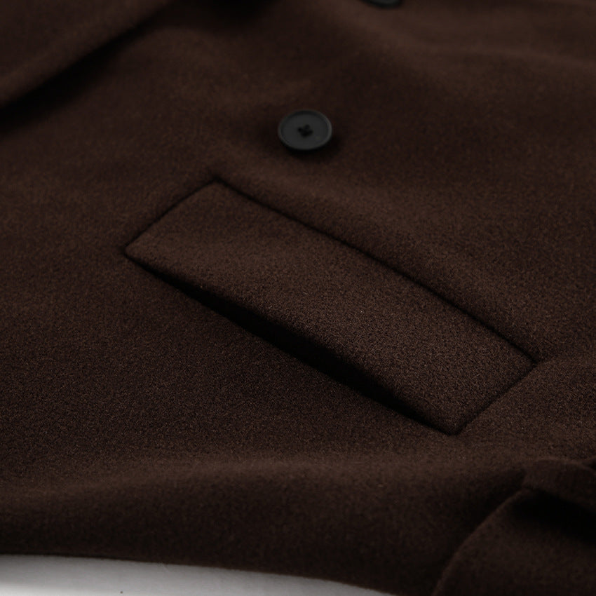 TGC “Mocha Reverie” Woolen Coat | Elegant Double-Breasted Office Chic Coat