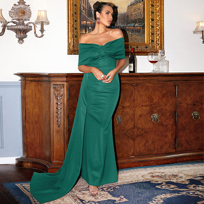 Christmas Outfits | Off Shoulder Long Bow Mermaid Dress