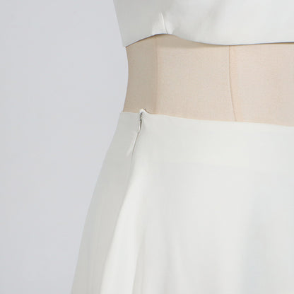 [Fleur Élevée Set] | Sexy 3D Floral Strap Crop Top & High Waist Midi Skirt – Elegant Summer Two-Piece by TGC