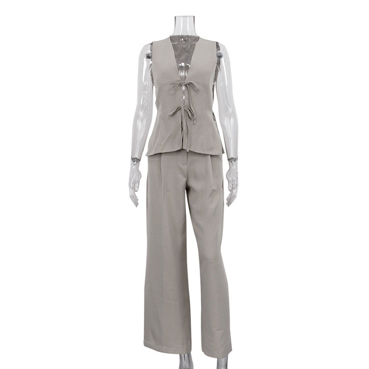 Serene Grace 3-Piece Power Blazer Wide Leg Pants Set