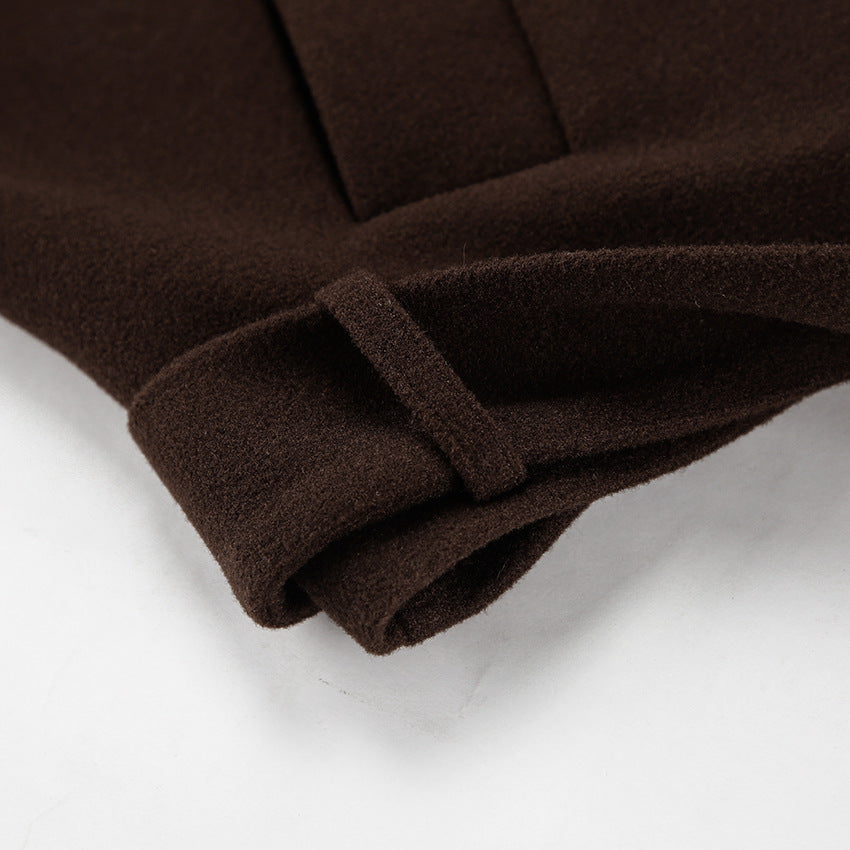 TGC “Mocha Reverie” Woolen Coat | Elegant Double-Breasted Office Chic Coat