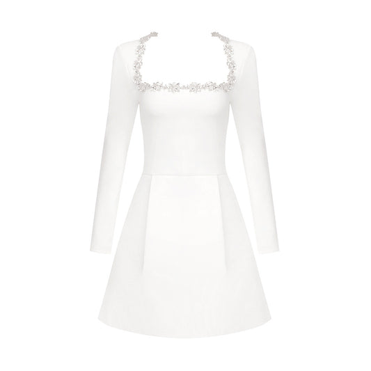 White Wedding Dresses 2024 | Elegant Rhinestone Summer Mini Dress