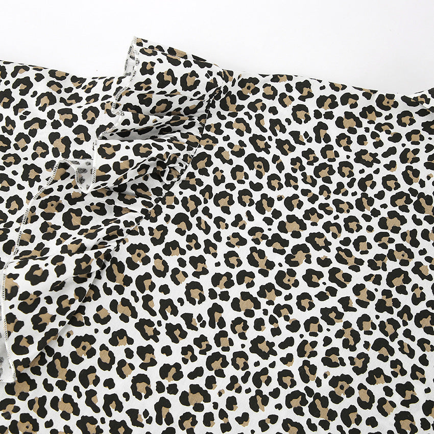 2024 Fashion Trends | Leopard Loose Long Sleeve Ruffles Cotton Shirt