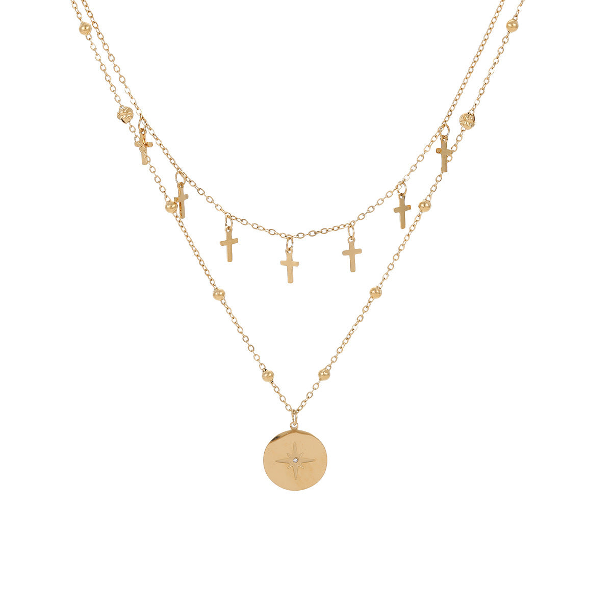TGC Crosses | Heavenly Alignment Double-Layer Cross & Star Necklace