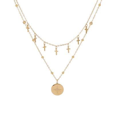 TGC Crosses | Heavenly Alignment Double-Layer Cross & Star Necklace