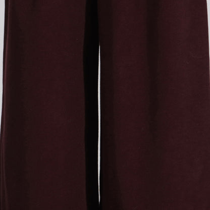 Winter Outfits | Capsule Wardrobe Elegant Burgundy Waist-Tight Top & Loose Wide-Leg Pants Two-Piece Set