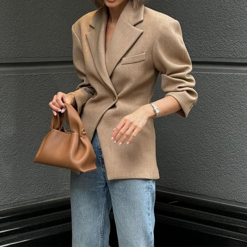 TGC FASHION Fall Outfits 2024, Casual Thin Beige Blazer