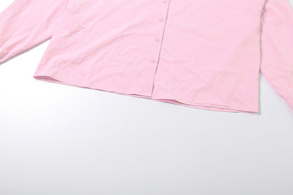 TGC “Grace Seal” 3-piece Set | Pink, Black Collared Shirt, Waist-Belt & Maxi Skirt | Fall Office Elegance