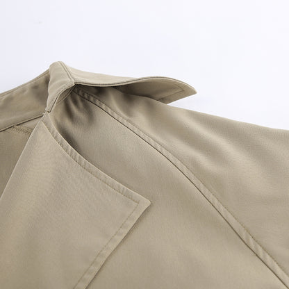 TGC “Autumn Edit” Khaki Trench Coat | Double-Breasted Short Casual Cropped Jacket