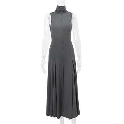 Summer Dresses | Gray Cotton Backless Maxi Long Dress