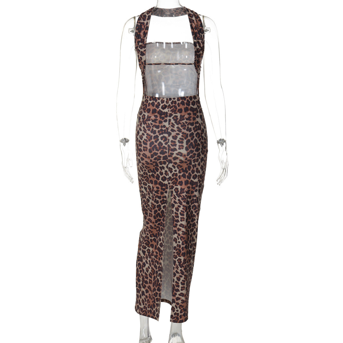 TGC FASHION 2024 Fashion Trends Vacation Dress, Brown Leopard Maxi Dress