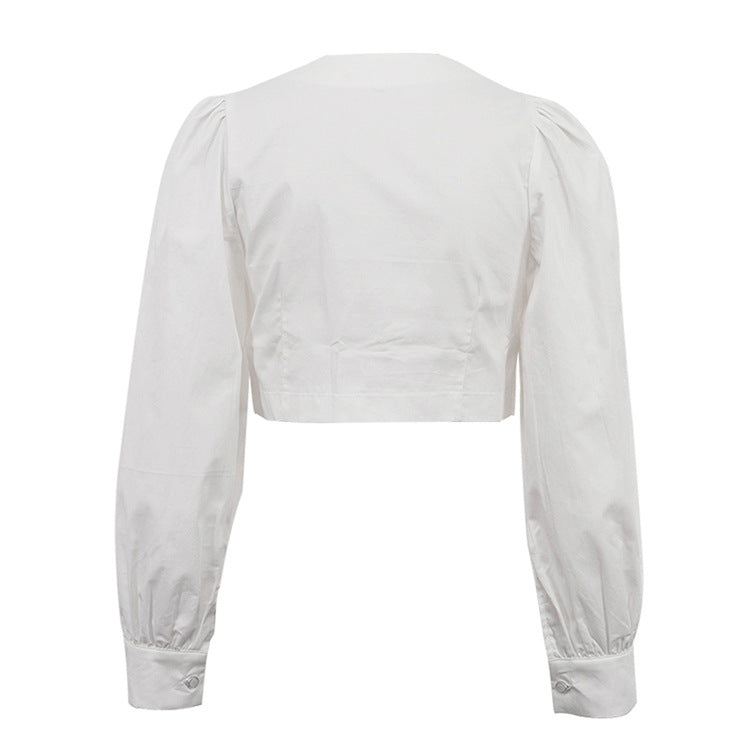 [TGC “Pure Lines” Cotton Cardigan | Minimalist Round Neck Long Sleeve All-Match Top]